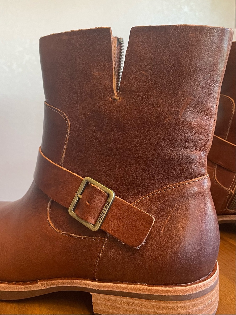 NIB Kork-Ease Women's Brown/Tan Leather Boots with buckles - Picture 10 of 14